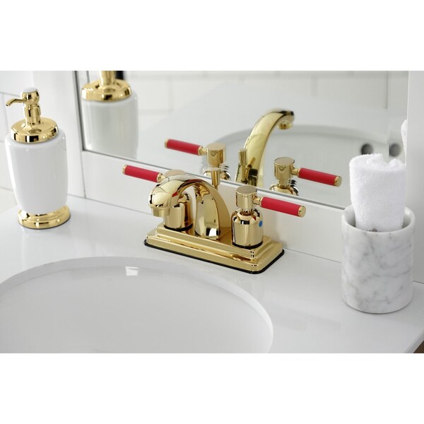 KB4642DKL 4-Inch Centerset Bathroom Faucet With Retail Pop-Up, Polished Brass